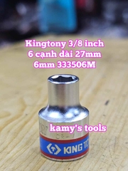 Đầu tuýp trắng 6 cạnh 3/8 inch dài 27mm Kingtony 6mm 7mm 8mm 9mm 10mm 333506M 333507M 333508M 333509M 333510M