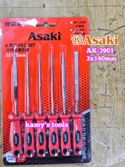 Bộ dũa giũa kim cương 6 cây Asaki AK-3901 cỡ 3mm 3x140mm