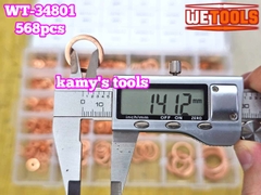 Hộp ron oring đồng gioăng đồng long đền thau 568 chi tiết 30 kích cỡ Wetools WT-34801 Impa code 813080