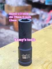 Đầu tuýp khẩu 1/2 inch đen dài lục giác 6 cạnh 78mm Santa 12mm 13mm 14mm 15mm 16mm IM112 IM113 IM114 IM115 IM116