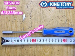 Tua vít cán vặn ốc đầu tuýp lục giác Kingtony 6mm thân dài 125mm luôn cán 225mm 1450-06