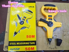 Thước cuộn thước kéo thép 50 mét 50m bản 12mm hệ mét 1 mặt có tay cầm Luxtop LT-ST50