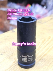 Đầu tuýp khẩu 1/2 inch đen dài lục giác 6 cạnh 78mm Santa 17mm 18mm 19mm 20mm 21mm IM117 IM118 IM119 IM120 IM121