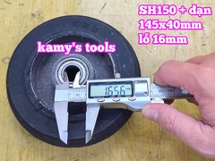 Bánh xe cao su đặc Sanho 150mm kèm bạc đạn 6003RS lỗ 16mm 145x40mm Kamytools