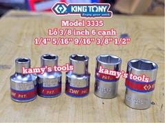 Đầu tuýp hệ inch 6 cạnh 3/8 inch Kingtony cỡ 1/4” 5/16” 9/16” 3/8” 1/2” 333508S 333510S 333512S 333516S 333518S