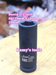 Đầu tuýp khẩu 1/2 inch đen dài lục giác 6 cạnh 78mm Santa 17mm 18mm 19mm 20mm 21mm IM117 IM118 IM119 IM120 IM121