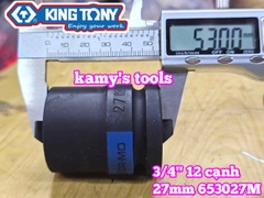 Đầu tuýp 3/4 inch bông 12 cạnh đen Kingtony 27mm 653027M
