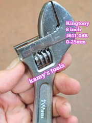 Mỏ lết miệng trắng chrome Kingtony 8 inch 200mm 3611-08r ngàm mở 0-25mm