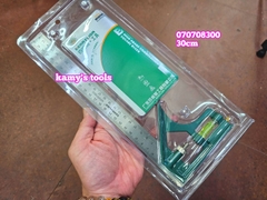 Thước góc ê ke thủy góc vuông đa năng 300mm 30cm Berrylion 070708300 đo độ sâu, canh thẳng, canh ngang, lấy dấu khoảng