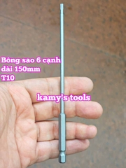Mũi bắn siết vít bông sao 6 cạnh đuôi lục giác 1/4 inch dài 150mm thép S2 cỡ T10 T15 T20 T25 T27 T30 T40
