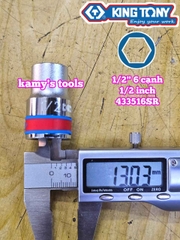 Đầu tuýp trắng 6 cạnh lỗ 1/2 inch cỡ 1/2 inch Kingtony 433516SR