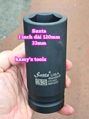 Đầu tuýp 1 inch đen dài 120mm lục giác Santa thép Cr-mo 24mm 27mm 30mm 32mm 33mm 34mm IMX327 IMX330 IMX332 IMX333 IMX334