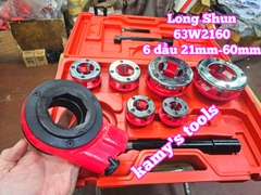 Bộ dụng cụ taro ren ống sắt bằng tay tạo ren ngoài Long Shun 63W2160 gồm 6 đầu 21mm 27mm 34mm 42mm 49mm 60mm