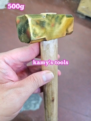 500g 0.5kg Búa đồng thau đầu vuông cán gỗ kamytools