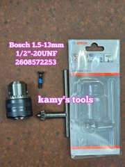 Đầu khoan có khóa Bosch 2608572253 kẹp 1.5-13mm ren 1/2-20UNF chính hãng