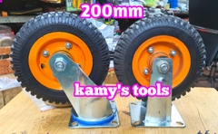 Bánh xe cao su đặc 200mm loại có đế xoay và có đế cố định (bán lẻ 1 cái)