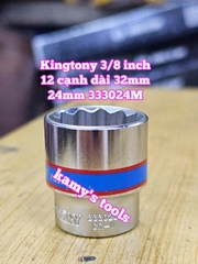 Đầu tuýp trắng 12 cạnh 3/8 inch dài 27mm Kingtony 21mm 22mm 23mm 24mm 333021M 333022M 333024M 333024M