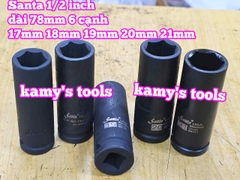 Đầu tuýp khẩu 1/2 inch đen dài lục giác 6 cạnh 78mm Santa 17mm 18mm 19mm 20mm 21mm IM117 IM118 IM119 IM120 IM121