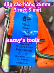 Dây cảo chằng hàng tăng đơ bản 25mm dài 3m (3 mét) và 5m (5 mét), dây cảo hàng, dây chằng hàng