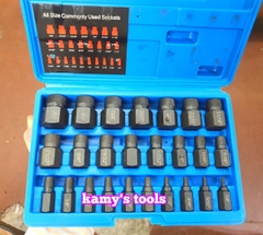 Bộ tuýp khẩu tháo mở lấy ốc hỏng trờn ren ốc vít gãy 25 chi tiết kamytools