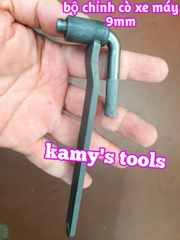 Công cụ chỉnh cò xe máy 2 trong 1 cán dẹt thép đen size vặn đai ốc 9mm, cây chình cò xe máy