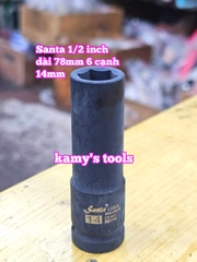 Đầu tuýp khẩu 1/2 inch đen dài lục giác 6 cạnh 78mm Santa 12mm 13mm 14mm 15mm 16mm IM112 IM113 IM114 IM115 IM116