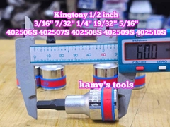 Tuýp lú đầu lục giác lỗ 1/2 inch Kingtony cỡ 3/16 7/32 1/4 19/32 5/16 inch 402506S 402507S 402508S 402509S 402510S