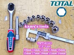 Bộ tuýp 1/2 inch 6 cạnh 12 chi tiết 10-24mm Total THT141121
