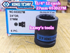 Đầu tuýp 3/4 inch bông 12 cạnh đen Kingtony 27mm 653027M