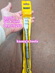 Mũi đục bê tông nhọn dẹp đuôi gài 4 rãnh 17mm dài 260mm Dannio