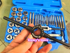 bộ taro bàn ren hệ mét 39 chi tiết kingtony model 12939MQ1 ren trong ren ngoài, bộ ta rô