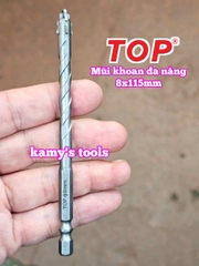 Mũi khoan đa năng 4 cạnh chuôi lục giác dài 115mm TOP 6mm 8mm 10mm LU-MKTOP-6 LU-MKTOP-8 LU-MKTOP-10 (BÁN LẺ 1 CÁI)