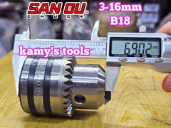 Đầu khoan đầu kẹp mũi khoan sắt 3-16mm lỗ côn B18 SAN OU SO-DC16B1