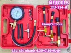 Bộ đồng hồ đo áp suất hệ thống phun nhiên liệu động cơ bơm xăng TU-114-A với đầu nối nhanh 6.30+7.89+9.49 Wetools