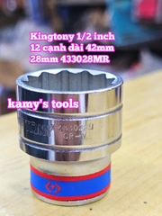 Đầu tuýp trắng ngắn 1/2 inch Kingtony 12 cạnh 24mm 25mm 26mm 27mm 28mm 433024MR 433025MR 433026MR 433027MR 433028MR