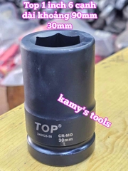 Đầu tuýp khẩu 1 inch đen dài 90mm TOP 6 cạnh 27mm 30mm 32mm 33mm 240625-27 240625-30 240625-32 240625-33