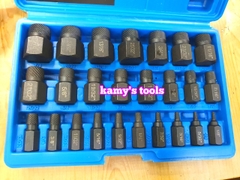 Bộ tuýp khẩu tháo mở lấy ốc hỏng trờn ren ốc vít gãy 25 chi tiết kamytools