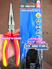 Kìm nhọn cách điện VDE 1000V 8-1/4 inch 210mm Kingtony 6318-08A