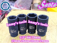 Đầu tuýp 1/2 inch đen dài Santa 25mm 26mm 28mm 29mm IM125 IM126 IM128 IM129