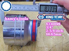 Đầu tuýp hệ inch 12 cạnh 3/4 inch Kingtony cỡ 2-5/8 inch tương đương 67mm 633084S