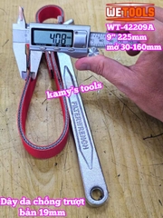 Cờ lê cảo mở lọc nhớt lọc dầu bằng dây da chống trượt 9 inch dây dài 520mm Wetools WT-42209A mở 30-160mm