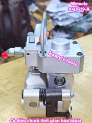 Máy đóng đai siết đai nhựa dùng hơi khí nén PP PET 13-19mm Wetools XQD-19-A có bộ chỉnh thời gian hàn nhiệt cao cấp