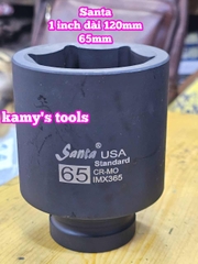 Đầu tuýp 1 inch đen dài 120mm lục giác Santa thép Cr-mo 55mm 60mm 65mm 70mm 75mm 80mm IMX360 IMX365 IMX370 IMX375 IMX380