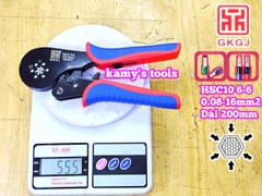 Kìm bấm cos pin tròn rỗng lục giác 0.08-16mm2 dài 200mm GKGJ HSC10 16-6