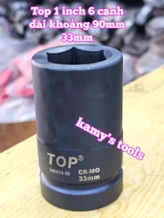 Đầu tuýp khẩu 1 inch đen dài 90mm TOP 6 cạnh 27mm 30mm 32mm 33mm 240625-27 240625-30 240625-32 240625-33
