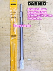 Mũi đục bê tông Dẹp bản 22mm đuôi lục giác 17mm dài 400mm 17x22x400mm Dannio DNO-61740B