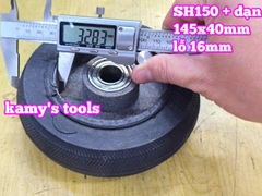 Bánh xe cao su đặc Sanho 150mm kèm bạc đạn 6003RS lỗ 16mm 145x40mm Kamytools