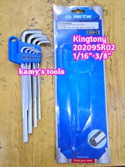 Bộ lục giác đầu bằng hệ inch Kingtony 20209SR02 9 chi tiết 1/16-3/8