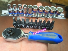 Bộ tuýp 1/4 inch Kingtony 2501MR 21 chi tiết hệ mét 6 cạnh