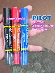 Bút lông dầu Pilot Bi Marker 2 đầu dẹp và nhọn dài 135mm Pilot-07601